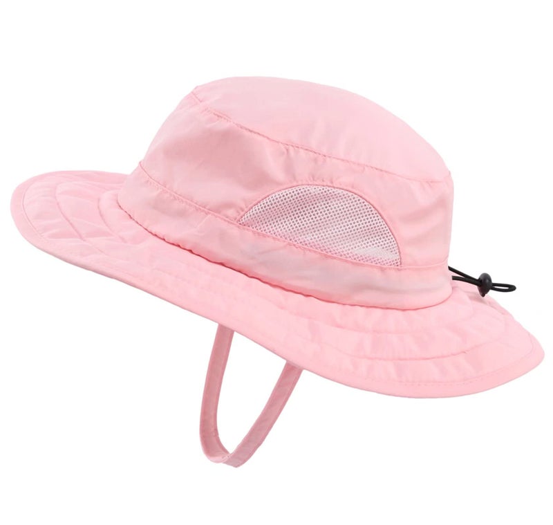 Connectyle Kids UPF 50+ Bucket Sun Hat UV Sun Protection Hats Wide Brim Summer Beach Hat Pink - Image 1